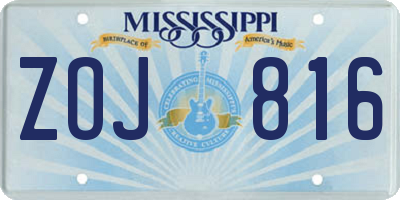 MS license plate ZOJ816