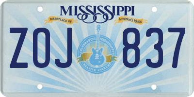 MS license plate ZOJ837