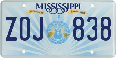 MS license plate ZOJ838