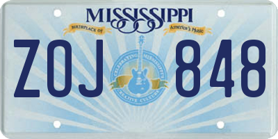 MS license plate ZOJ848