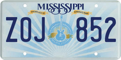 MS license plate ZOJ852