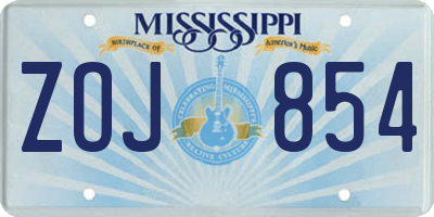 MS license plate ZOJ854