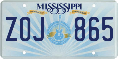 MS license plate ZOJ865