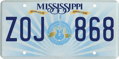 MS license plate ZOJ868