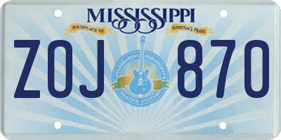 MS license plate ZOJ870