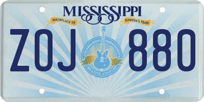 MS license plate ZOJ880