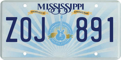 MS license plate ZOJ891