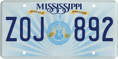 MS license plate ZOJ892