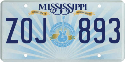 MS license plate ZOJ893
