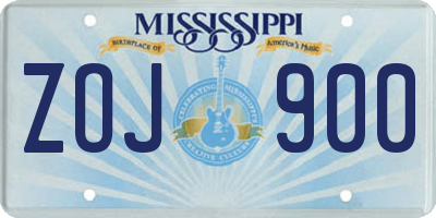 MS license plate ZOJ900