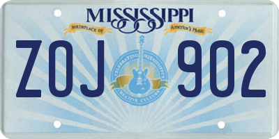 MS license plate ZOJ902