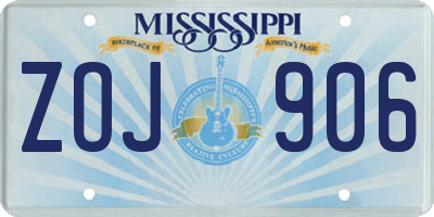 MS license plate ZOJ906