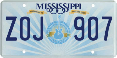 MS license plate ZOJ907