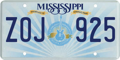 MS license plate ZOJ925