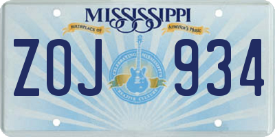 MS license plate ZOJ934
