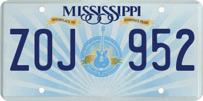 MS license plate ZOJ952