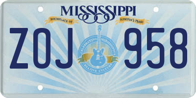 MS license plate ZOJ958