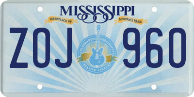 MS license plate ZOJ960