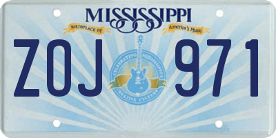 MS license plate ZOJ971