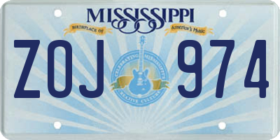 MS license plate ZOJ974
