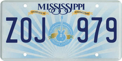 MS license plate ZOJ979
