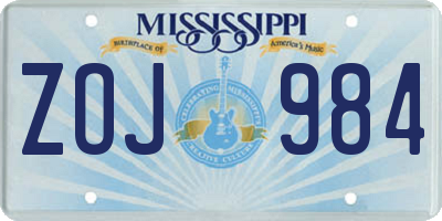 MS license plate ZOJ984