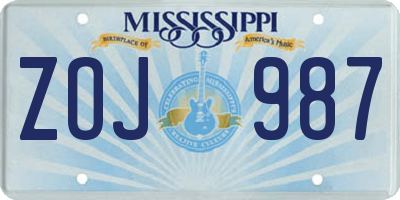 MS license plate ZOJ987