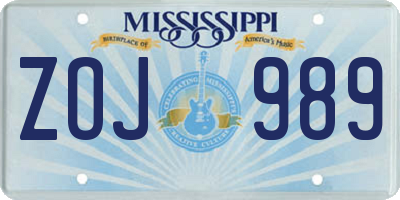 MS license plate ZOJ989