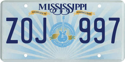 MS license plate ZOJ997