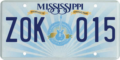 MS license plate ZOK015