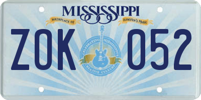 MS license plate ZOK052