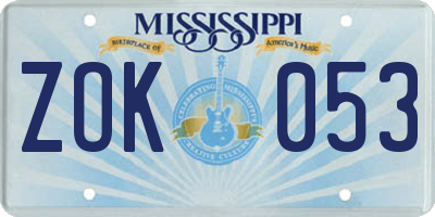 MS license plate ZOK053