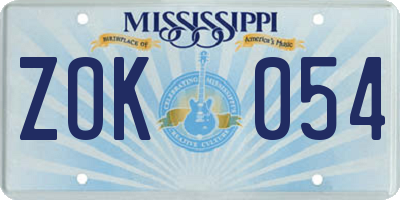 MS license plate ZOK054