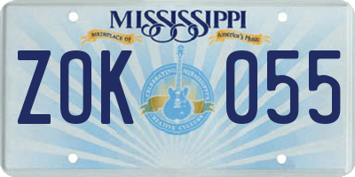 MS license plate ZOK055