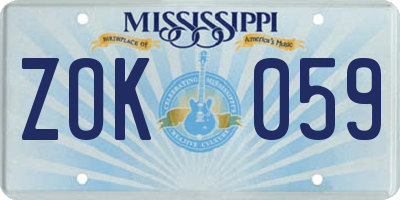 MS license plate ZOK059