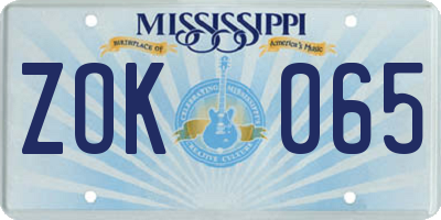 MS license plate ZOK065