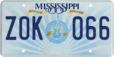 MS license plate ZOK066