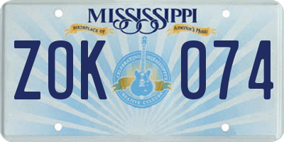 MS license plate ZOK074