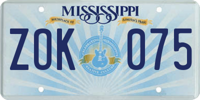MS license plate ZOK075
