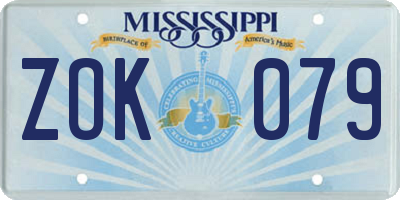 MS license plate ZOK079