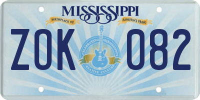MS license plate ZOK082