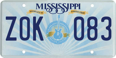 MS license plate ZOK083
