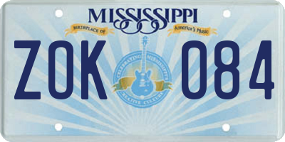 MS license plate ZOK084