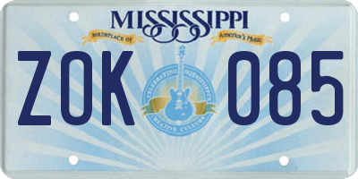 MS license plate ZOK085
