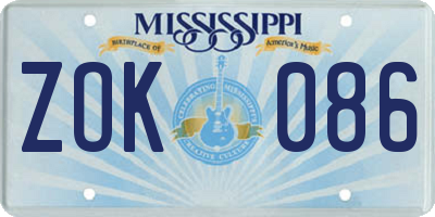 MS license plate ZOK086