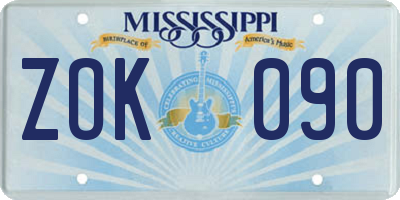 MS license plate ZOK090