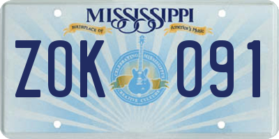 MS license plate ZOK091