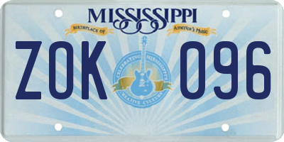 MS license plate ZOK096