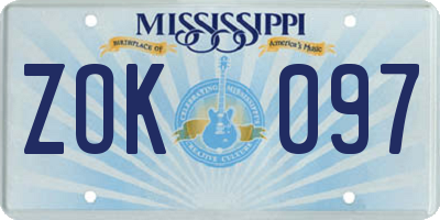 MS license plate ZOK097