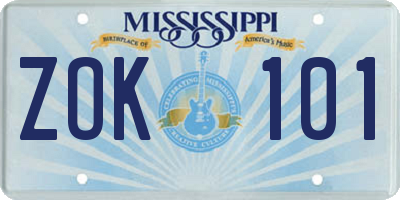MS license plate ZOK101